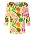 thumbnail image 4 of Midsumdr Womens Tops Casual Easter Colored Eggs Printed Outdoor Daily T Shirt Vacation 3/4 Sleeve Crew Neck Spring Summer Blouse Tops, 4 of 5