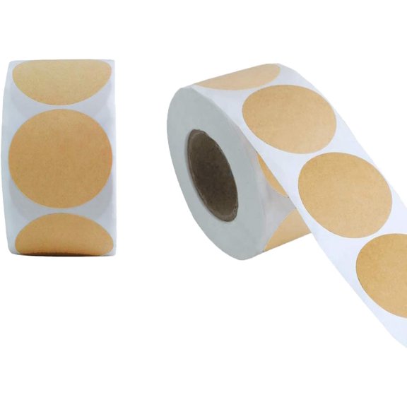 Round Blank Stickers to Write On 1" Circle Color Coding Labels 1000pcs Natural Kraft Paper Dot Stickers