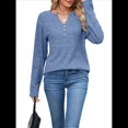 thumbnail image 1 of Camisas de Larga para Mujer, Suéteres Elegantes Informales con Botones y Cuello en V, Tops Tipo Jersey, Conjuntos de Otoño. Azul XL, 1 of 10