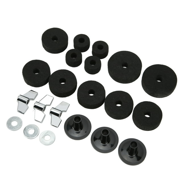 Cymbale Remplacement Accessoires Feutres Chapeau Salut Feutre Chapeau Tasse Feutre Kit de Tampon de Feutre 21Pcs Cymbale Remplacement Accessoires Feutres Manches Écrous d'Aile Rondelles pour Chapeau Salut Tasse