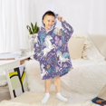 thumbnail image 6 of Wearable Blanket with Sleeves and Pocket Oversized Hooded Sweatshirt 3-14 YR Unicorns and Pegasi Pattern S, 6 of 7