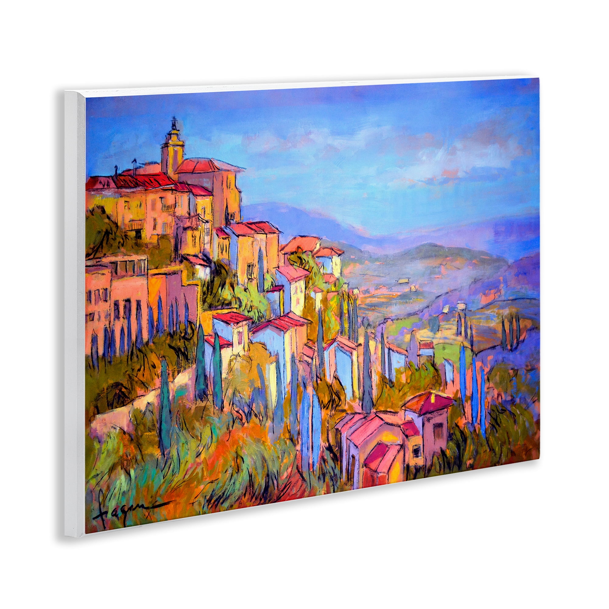 Stupell Industries Blue Shadowed Cityscape Landscape & Nature Painting Unframed Art Print Wall Art, 14 x 11