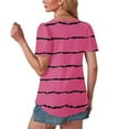 thumbnail image 3 of Plebaso Hauts à Œillets pour Femmes Manches Courtes Rayées T-Shirts Décontractés Col Rond Mode Blouses d'Été, 3 of 6