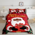 thumbnail image 2 of Feelyou Black Santa Claus Full Size Comforter Sets, Winter Christmas Bedding Comforter Set, Xmas Tree Gift Reversible Bedding Sets, Lightweight Room Decor,3 Pieces, 2 of 8