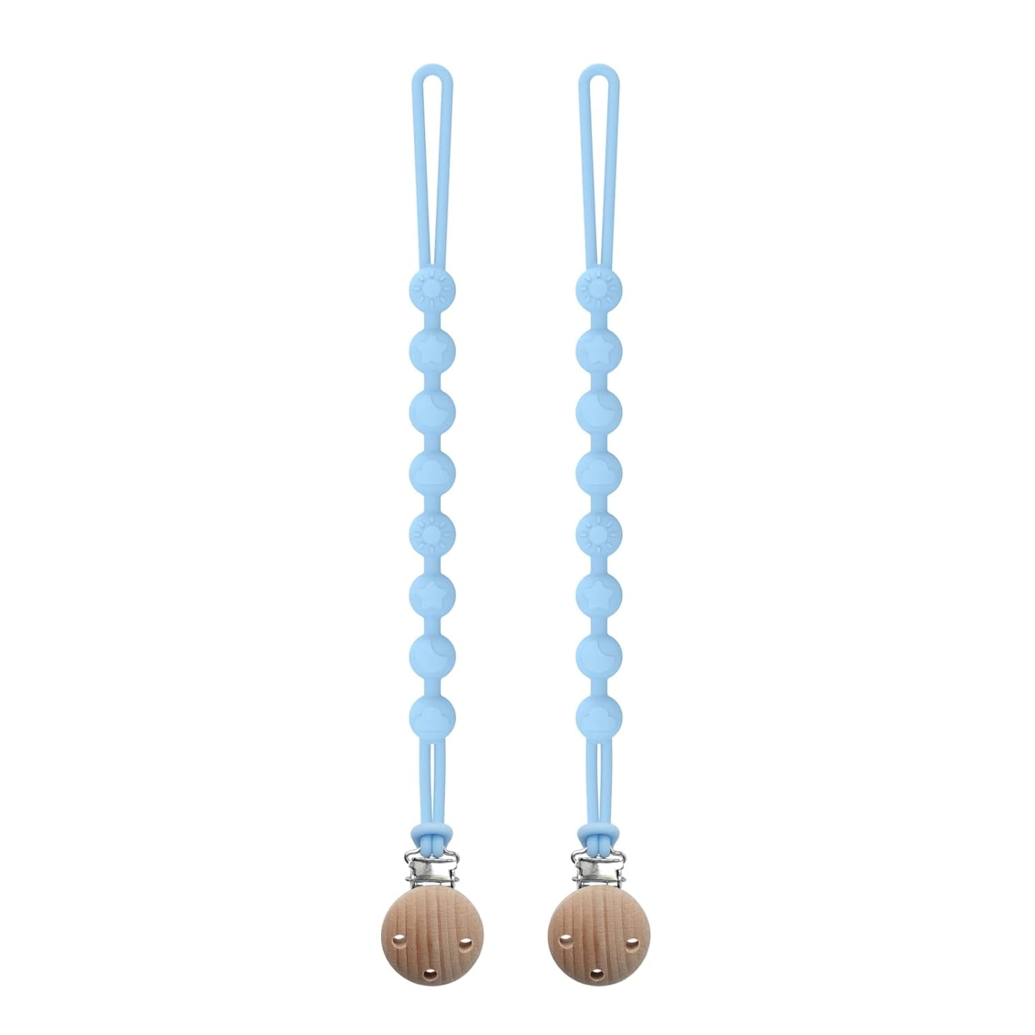 2pcs baby integrated pacifier chain light blue-Color: light blue