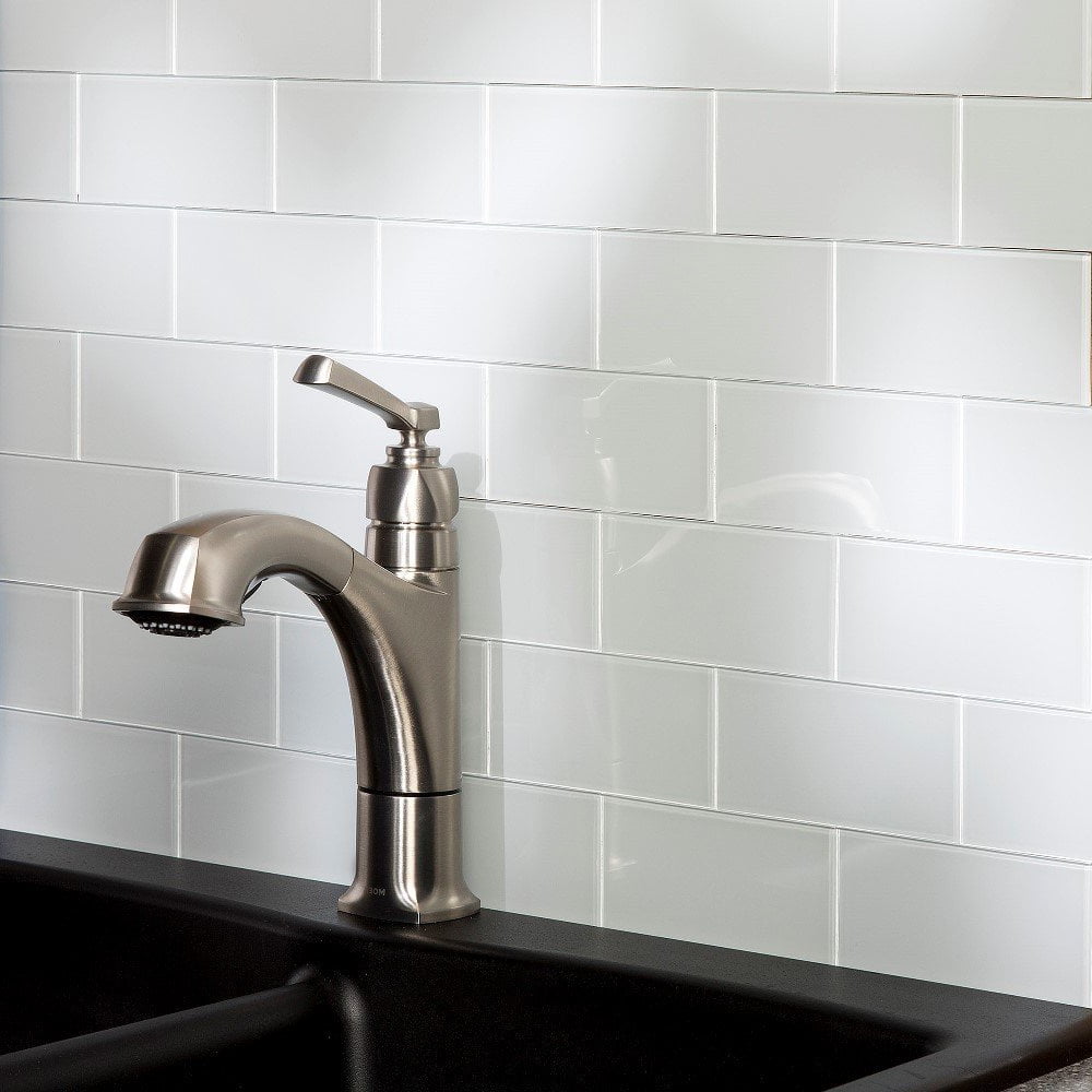 Art3d White 3"x 6" Peel and Stick Glass Tiles for Kitchen Backsplash (32-Pack)