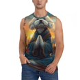 thumbnail image 1 of Balery Sunset Meditating Bichon Frise Camisetas sin mangas para hombre, absorbe la humedad y protege contra el mal olor.-X-Large, 1 of 7