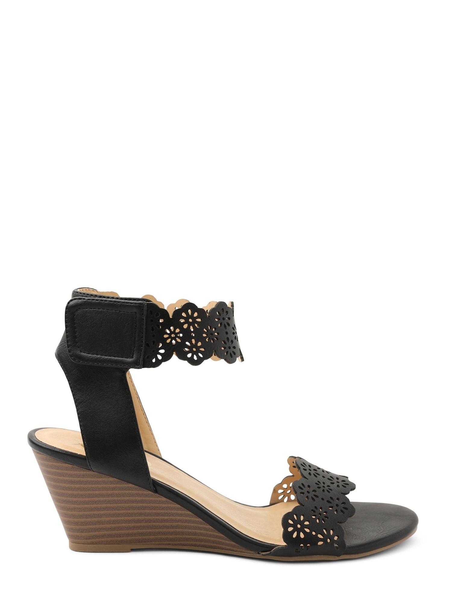 xoxo black wedge sandals