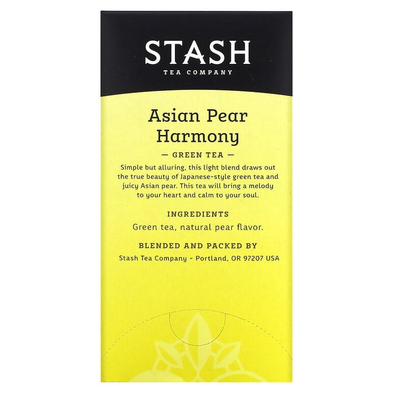 Stash Tea, Green Tea, Asian Pear Harmony, 18 Tea Bags, 1.1 oz Pack of 4