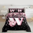 thumbnail image 2 of Manfei Girls Pink Monogrammed Bedding Comforter Set 2pcs, Personalized Letter W Twin Comforter Sets, Kawaii Axolotl Cherry Blossoms Bedding Set, Luxury Bedroom Decor, 2 of 8
