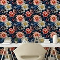 thumbnail image 2 of Ambesonne Floral Peel & Stick Wallpaper for Home, Red Blue White Flowers Plot, 13"x100", Dark Coral and Earth Yellow, 2 of 5