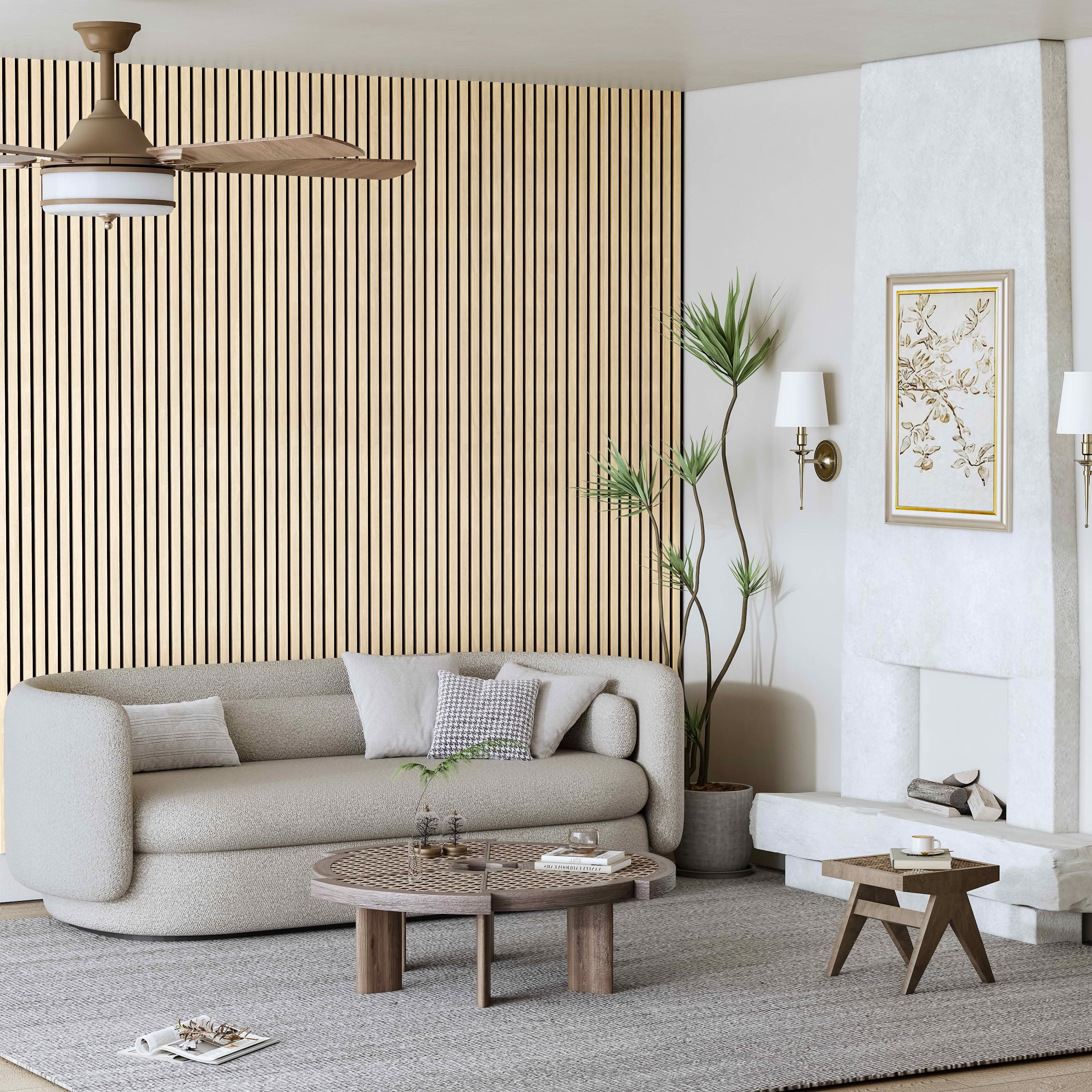 MAYEERTY Natural Wood Veneer MDF Sound Absorbing Panel for Wall Decor, 47x24x1 Inch, 2 Pack