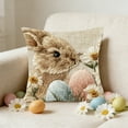 thumbnail image 5 of Yhmxh Easter Pillow Covers Bunny Throw Pillow Covers 18 x 18 Inch, Easter Spring Decoration Rabbit Cushion Case for Bedroom Sofa Couch Easter Holiday Festivals Home Decor, 5 of 6