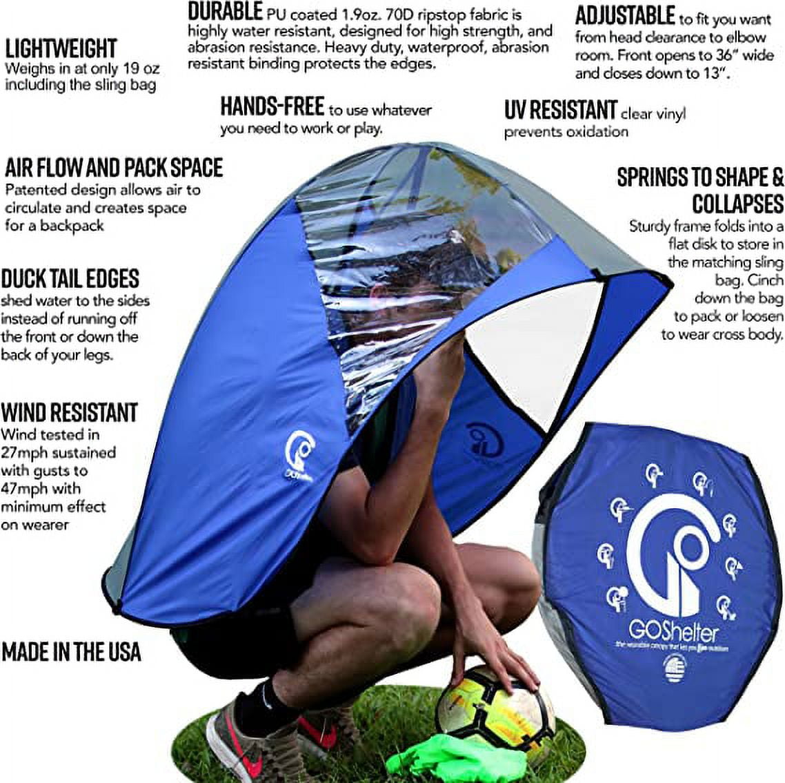 Hands Free Umbrella by Go Shelter - Self Shelter Canopy Cover for Photographers, Outdoor Activities, Sporting Events, Rain or Sun Shade - U 並行輸入品 : GOSHELTER Backpack Umbrella Hands Free Canopy for