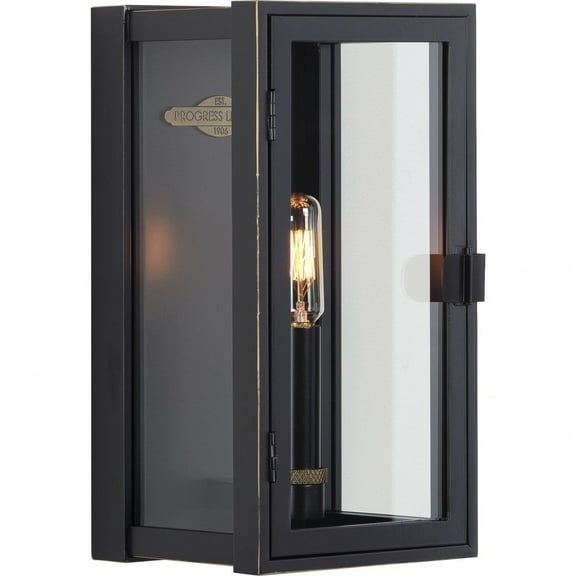 Progress Lighting Stature 1-Light Outdoor Small Wall Lantern, Oil Rubbed Bronze, Clear Glass, Transitional Collection