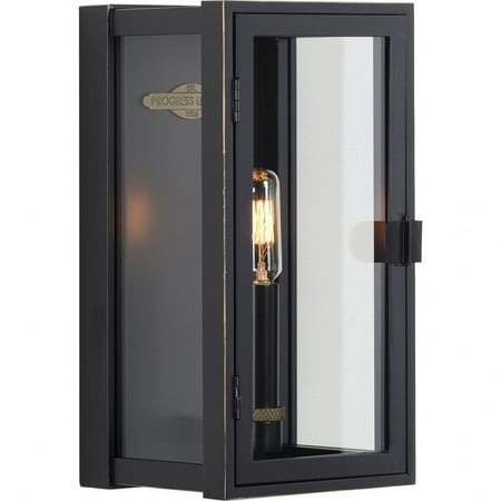 Progress Lighting Stature 1-Light Outdoor Small Wall Lantern, Oil Rubbed Bronze, Clear Glass, Transitional Collection