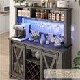 thumbnail image 6 of ANPOO 47"W Farmhouse Coffee Bar Cabinet Wine Rack and Storage, Tall Wine Bar Cabinet with 3 Tier Storage Hutch, Buffet Cabinet with LED Light and Glass Racks for Kitchen Dining Room, 6 of 7
