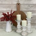 thumbnail image 7 of Wooden Candleholder with Turned Pedestal Base, Set of 3, Distressed White,Saltoro Sherpi, 7 of 7
