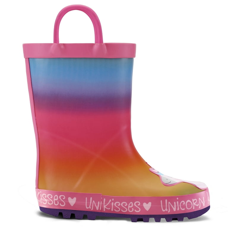 Kushyshoo Kids Rain Boots Unicorn Kisses Waterproof Printed Rubber