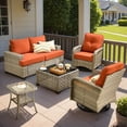thumbnail image 6 of XIZZI Outdoor Patio Furniture Sets, 6 Pieces Outdoor Sectional wicker patio furniture with Coffee Table and Swivel Chairs, All-Weather Conversation set for Porch, Orange Red, 6 of 12