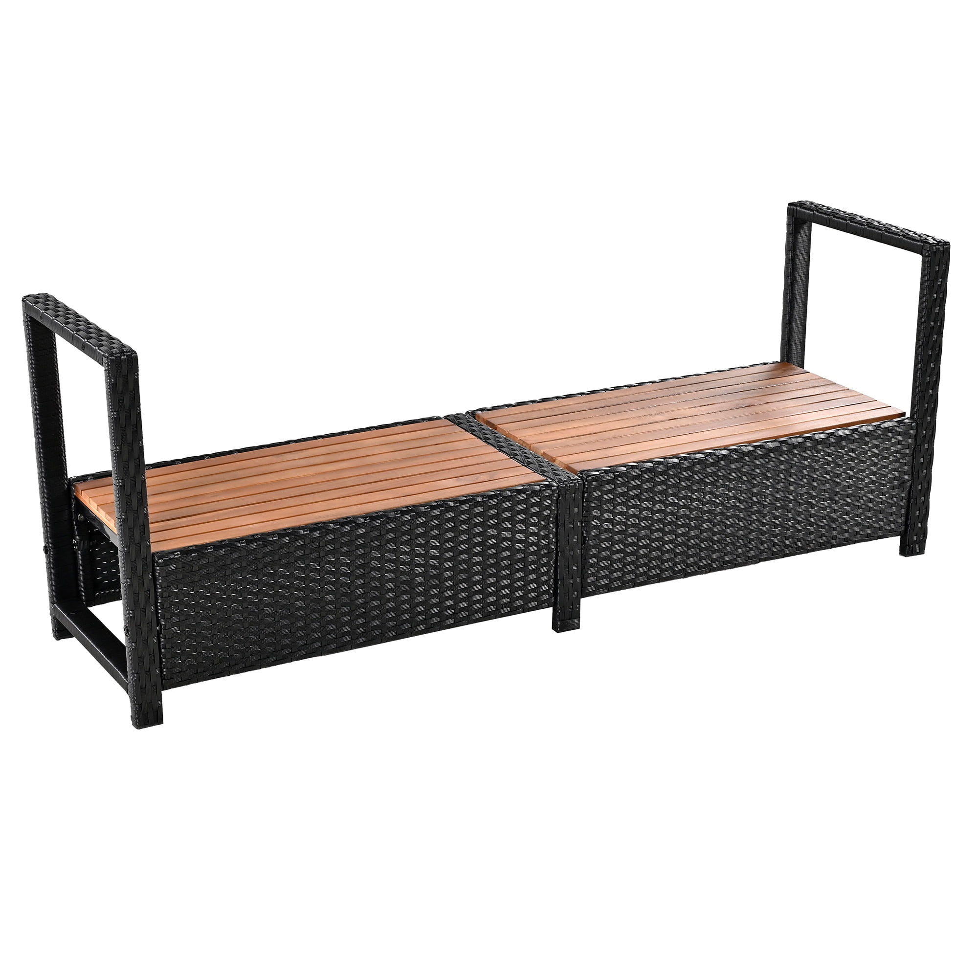 Seizeen Spa Surround Furniture for Hot Tub, 74'' Hot Tub Accessories Patio Spa Frame, Rattan Sectional Sofa for Outdoor Spa with Wood Bench, Cushioned Loveseat, Storage Cabinet, Gray