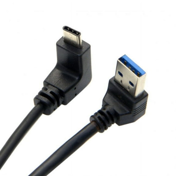FVH USB 3.1 USB-C Reversible Angled to 90 Degree Up Angled A Male Data Cable for Macbook Tablet Phone