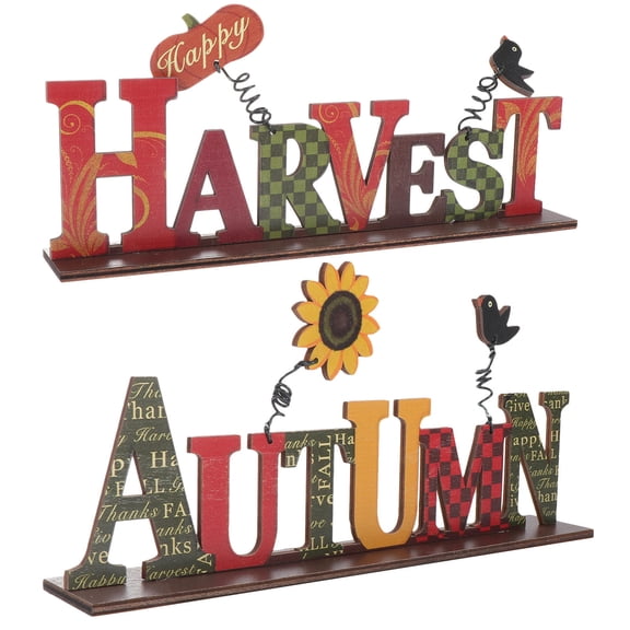 Masteelf Thanksgiving Table Centerpiece Signs: Wood Thanksgiving Wood Tabletop Decor Harvest Autumn Table Topper For Thanksgiving Party Home Kitchen Shelf Table Decorations