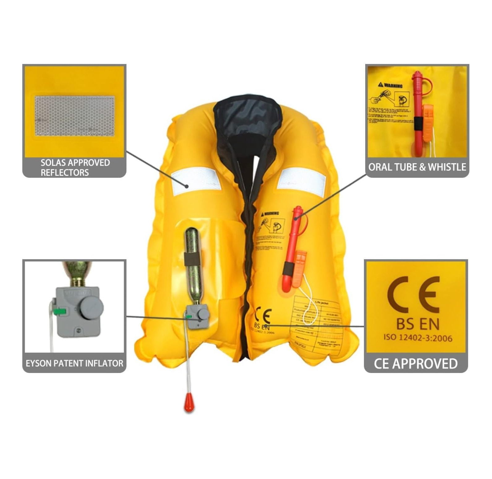 Inflatable Life Life Vest Highly Visible Manual for Adults (Red)