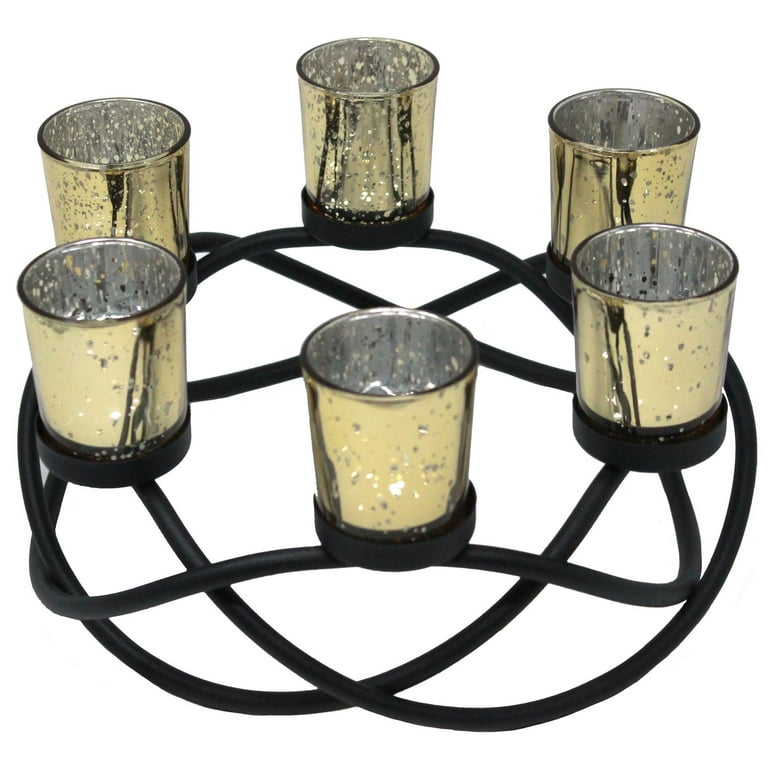 Wholesale Centerpiece Table Tealight Candle Holder for Living Room Decor,  Black, Gold Glass Votive 6 Cups - Buy Seraphic Centerpieces