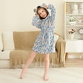 thumbnail image 3 of FORMRS Niños Bathrobe Unisex Hooded Robe Soft Plush Pajamas Sleepwear, Size 7-9T, Small Pink Flower, 3 of 7
