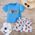 thumbnail image 2 of Summer Boys Girls 2 Piece Outfits Boys Short Suit Adorable Crocodile Summer Vibes Print T-Shirt and Plaid Shorts Outfit, 2 of 7