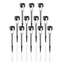 12 Pack Solar Lights Outdoor, Stainless Steel Solar Garden Lights, Waterproof LED Landscape Light for Patio Yard Decoration, Cool White