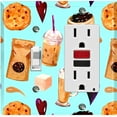 thumbnail image 1 of Metal Light Switch Wall Plate Outlet Cover (Coffee Mocha Espresso Grounds Cookie Sugar Treats Love Caramel Shake Teal - Single Toggle Single Rocker), 1 of 2