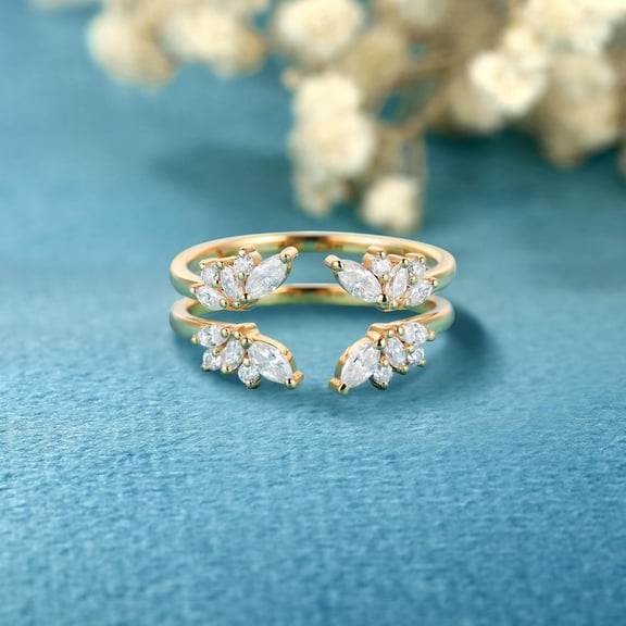 2Ct Marquise Cut Lab Created Diamond Women Enhancer Wrap Guard Ring 14K Yellow Gold Plated