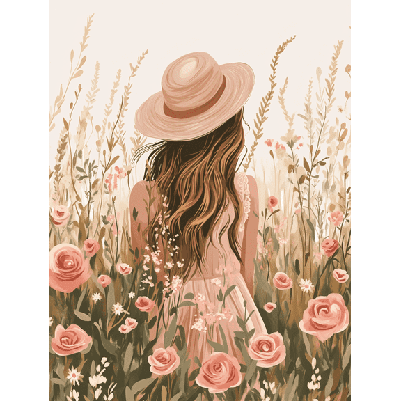 Floral Girl Canvas Wall Art, Perfect for Bedroom, Living Room, Bathroom, Office, and Gallery Wall Decor.