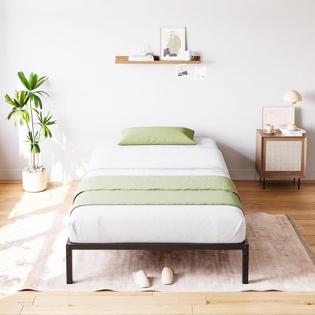 Base de Cama Metálica – Espacio de Almacenamiento – Resistente y Duradera – Fácil Montaje – Sin Base de Resortes – Sin Chirridos – Bordes Redondeados-8 pulgadas, gemelo-Individual
