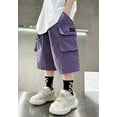 thumbnail image 4 of WERYOUNG Boys Girls Cargo Shorts Summer Casual Elastic Waist Baggy Stretch Straight Wide Leg Shorts With Pockets Kids Soft Dungarees Shorts,,5-6 Years, 4 of 6