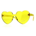 thumbnail image 2 of Womens Heart Shape Rimless Shield Hippie Groove Valentine Sunglasses Yellow, 2 of 4