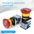 thumbnail image 3 of Riwesomey Pulsador de parada de emergencia de Metal, 22mm, 10A, interruptores de botón, pulsador de parada de emergencia Herramientas y ferretería 1NA 1NC, 3 of 6