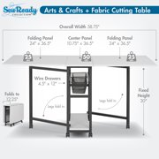Sew Ready Mobile Fabric Cutting Table with Storage 30 H in Charcoal/White