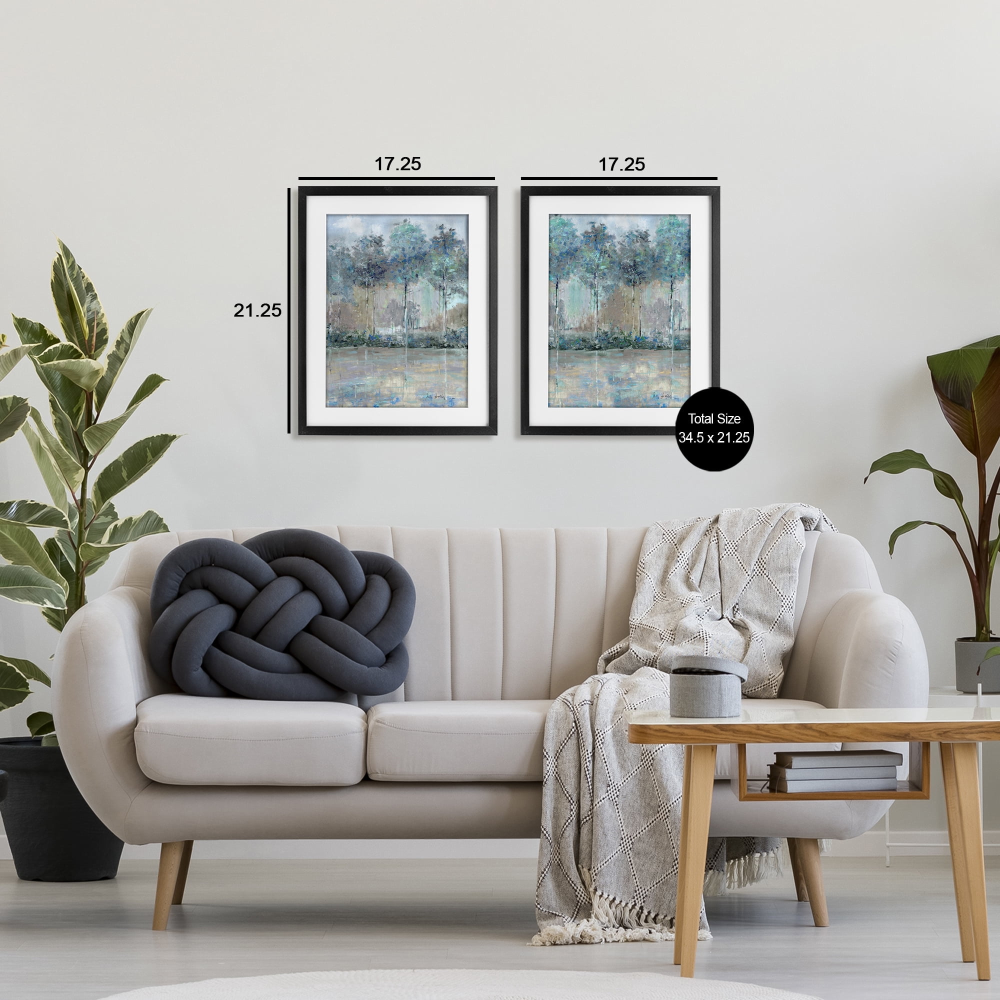 Stupell Industries Subdued Tree Landscape Impression 2 Piece Black Framed Print Under Glass Set, design by Sally Swatland