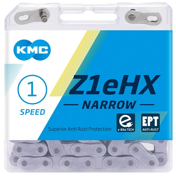 KMC Z1eHX EPT Singel Speed e-Bike Chain, Dark Silver, Narrow (112 Links) Narrow (112 Links) Dar