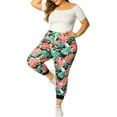 thumbnail image 1 of Unique Bargains Women's Plus Tropical Floral Elastic Waist Pants with Pockets, 1 of 8