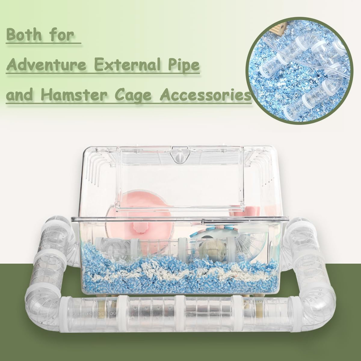 2 Hamster Tubes Kits, FHDUSRYO DIY Hamster Tunnel Adventure External Pipe, Transparent Connection Track Rat Toy Hamster Cage Accessories for Hamster Mouse Small Animals Sports Expand Space (White)