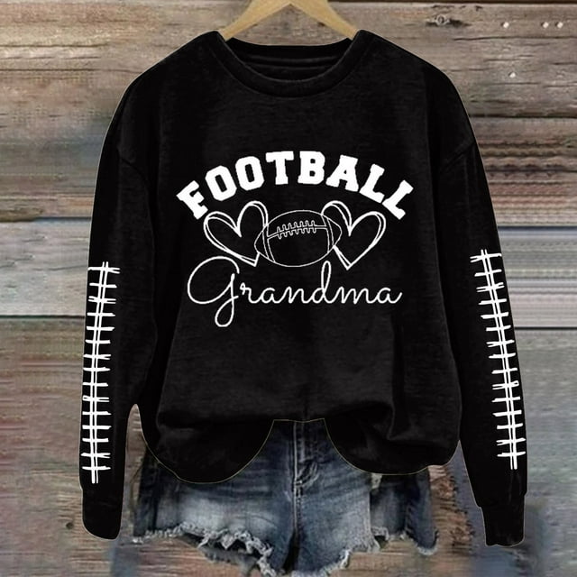 IMENGL Chandail à Col Rond à Manches Longues avec Lettrage « Grand-Maman » de Football, Noir G, Taille M-3TG