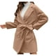 thumbnail image 2 of Anoraks para mujer, color liso, estilo corto, cinturón, solapa, holgado, abrigo de tweed, gabardina, abrigo para mujer, 2 of 8