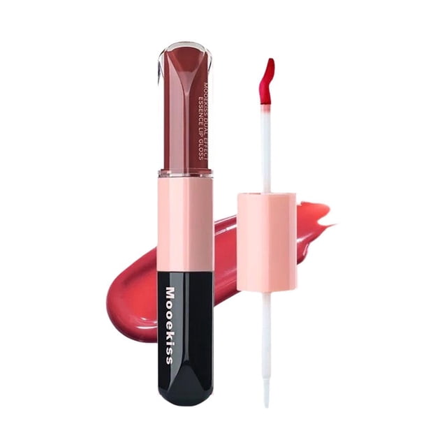 Wartleves Espejo caliente para labios, esmalte de labios de doble cabezal, maquillaje cosmético, espejo duradero