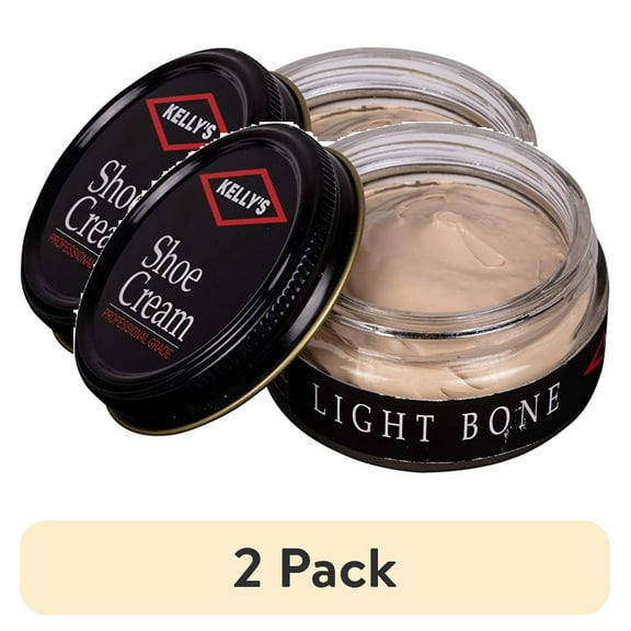 (2 pack) Kelly's Shoe Cream - Professional Shoe Polish - 1.5 oz - Light Bone