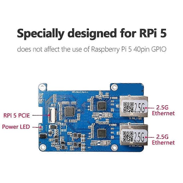 MP2.5GD for Rasbperry Pi 5 PCIE to Dual 2.5G Ethernet Expansion Board