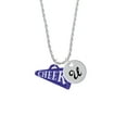 thumbnail image 2 of Delight Jewelry Acrylic 1.25" Navy Cheer Megaphone Silvertone Script Initial Disc - U - Charm Necklace, 20"+3", 2 of 4